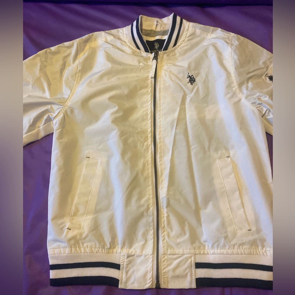 NWT White U.S. Polo Assn Boys Bomber Jacket